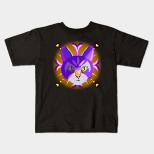 Psychedelic Purple Heart Cat Kids T-Shirt